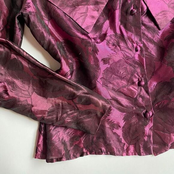 Vintage magenta floral blouse - Picture 4 of 8